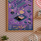 Digital mockup featuring the "Atari 2600 – Exploded Diagram" poster displayed in a styled environment. The original poster was illustrated by Francisco GyG. The background was generated using AI and is marked with diagonal bars to distinguish it from the original design.