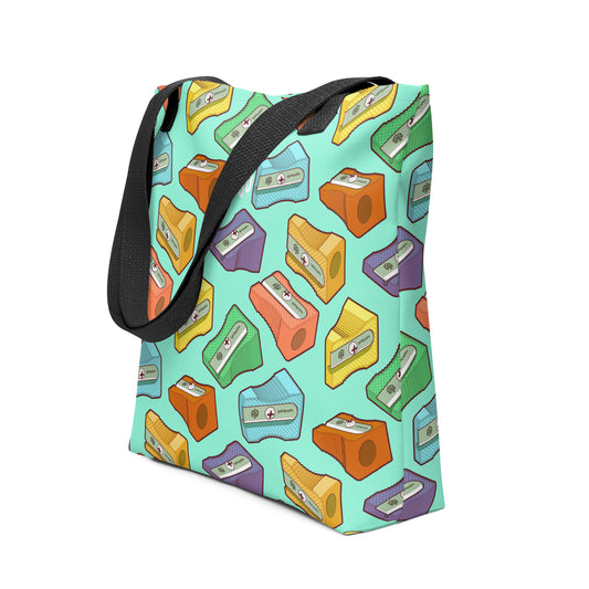 Sacapuntas - Pencil Sharpener. Bolsa de tela con diseño isométrico de GyGinfographics isometric design tote bag.